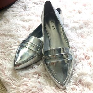 Guess silver chrome loafers. Size 9.5